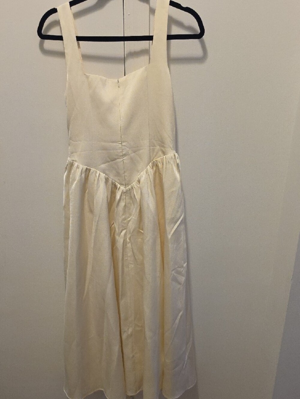 Cream Sleeveless Midi Dress with Square Neck - Picture 3 of 5
